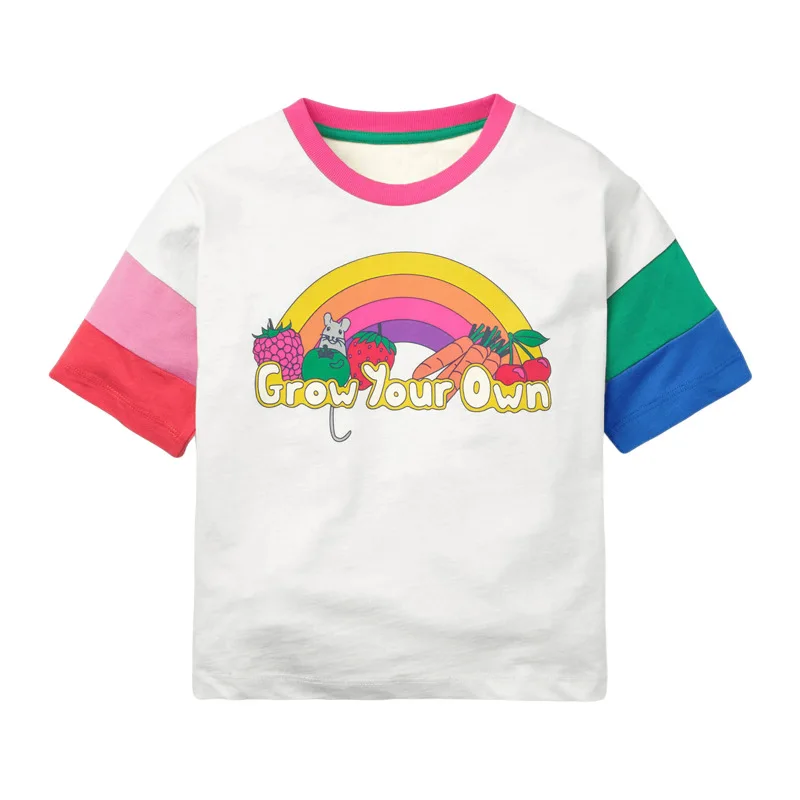 

2021 Summer New Fashion T-Shirt for Baby Girls Lovely and Comfort 100% Cotton Children Clothes for Kids 2 To7