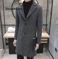 mens spring autumn thick wool trench fashion warm coat men long casual coats lapel collar overcoat 5xl