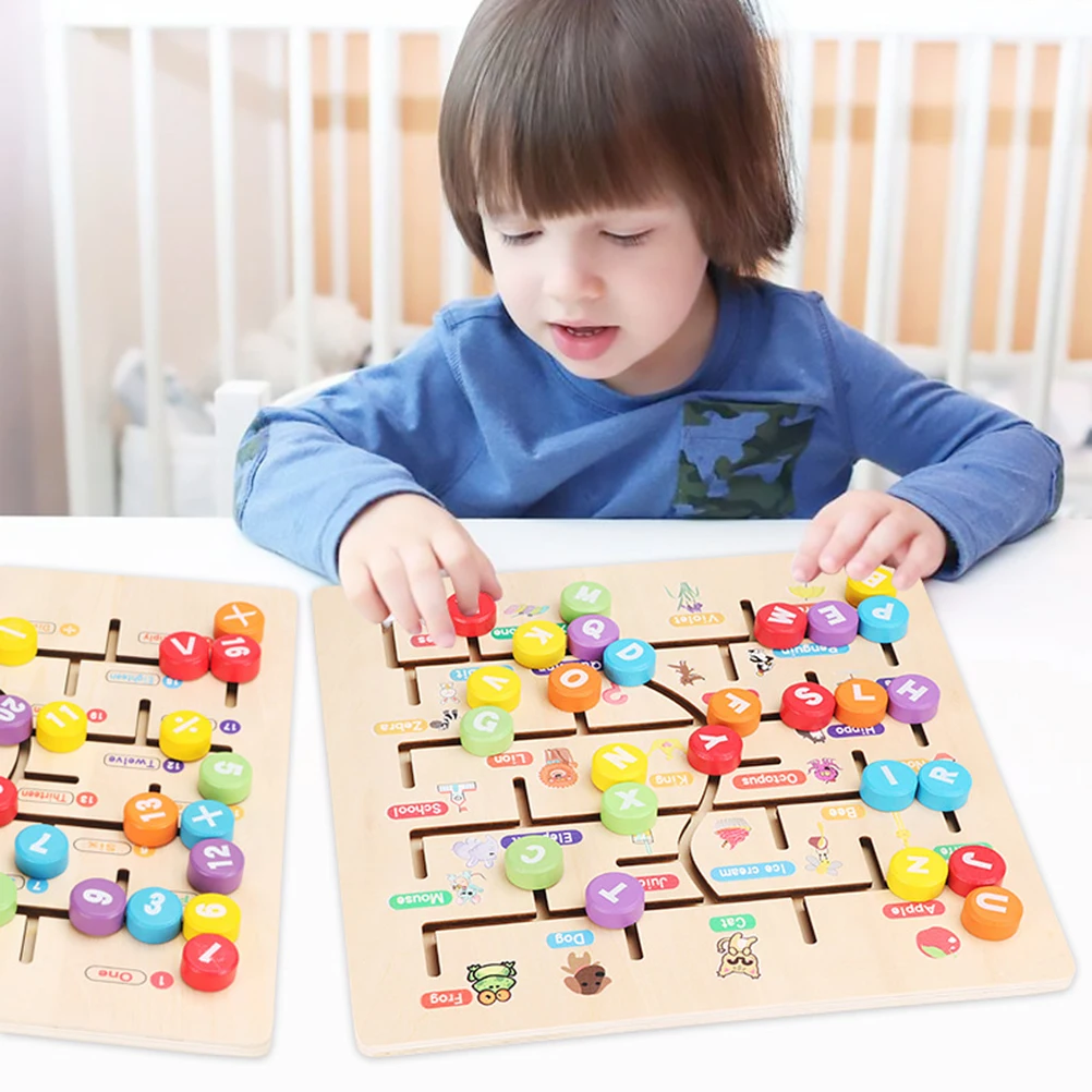 Wooden digital lettersCognitive Maze Toy Kids Puzzle Learning Montessori enlightenment teaching Baby | Игрушки и хобби