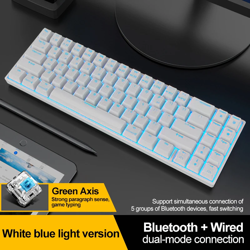 

Royal Kludge RK71 71 Keys Mechanical Keyboard Small USB Dual Mode RGB Backlight Wireless Bluetooth-compatible Gaming Keyboard