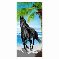 schwarz pferd design mode bad handtuch lange polyester weiche print reise dropshipping 7014024 stil