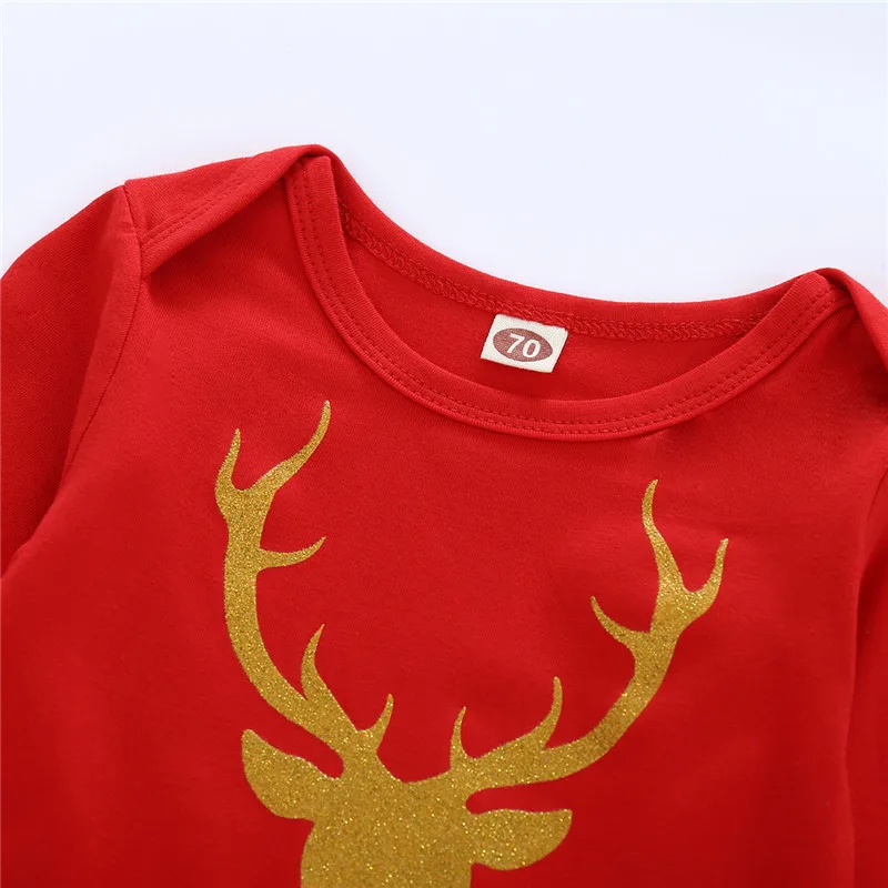 

Baby Boy Girl Christmas Clothing Sets Long Sleeve Bodysuit Pants Hat 0-24M Newborn Toddler Kids Festival Casual Cotton Outfits