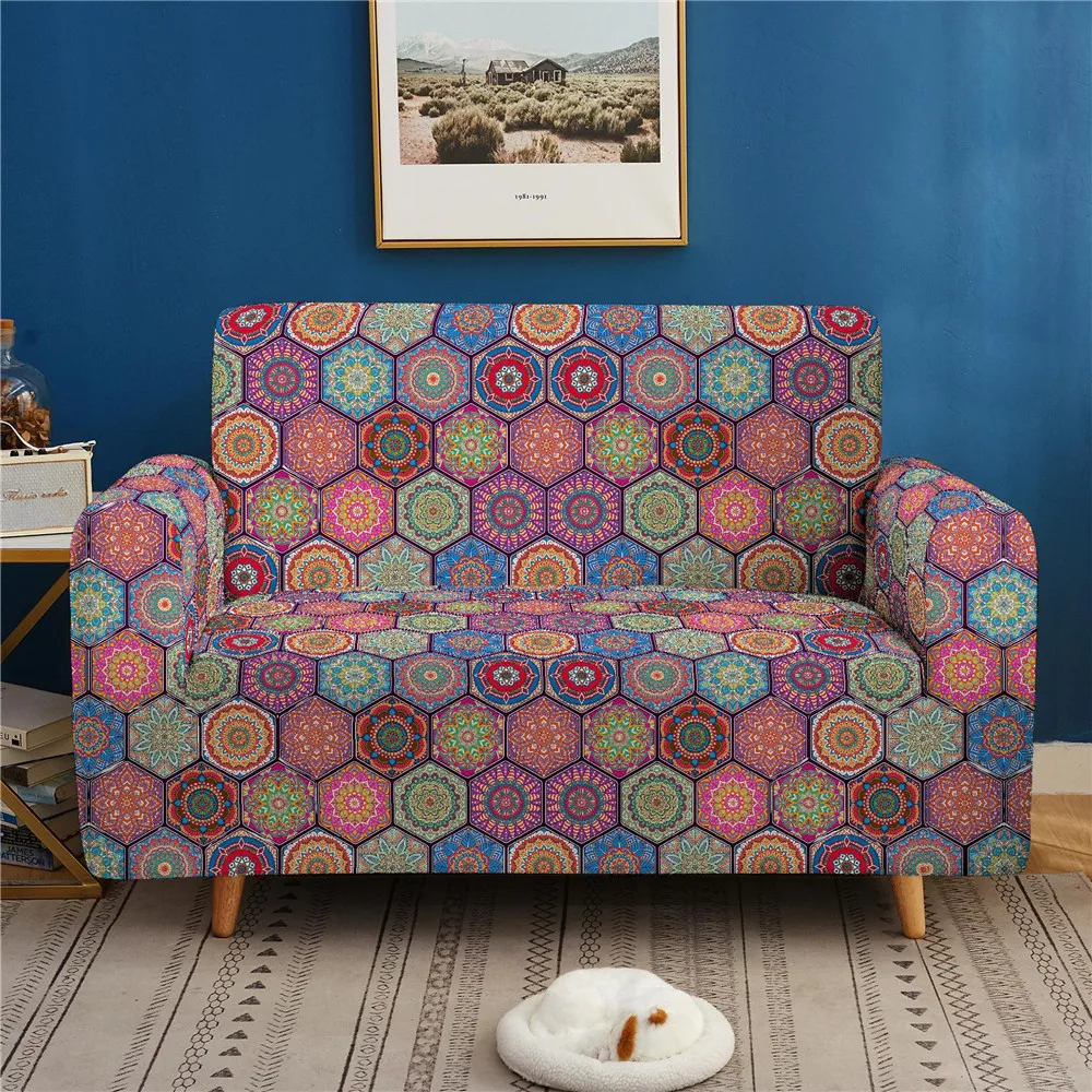 

Mandala Elastic Sofa Covers For Living Room Stretch Bohemian Anti-dust Couch Cover Non-slip Chair Protector 1/2/3/4 Seater