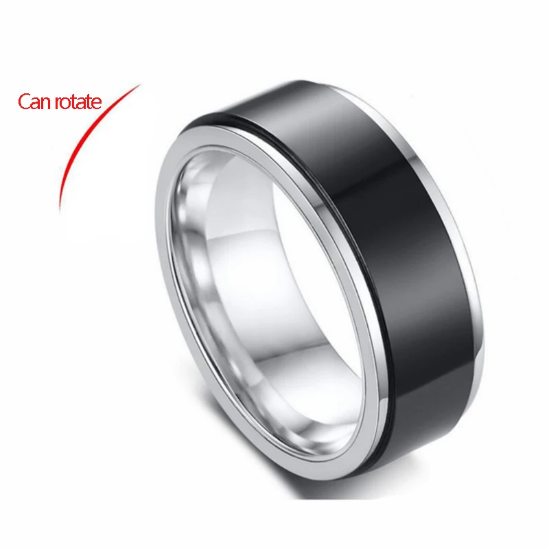

New Style Titanium Steel Couple Ring Trendy Male Creative Stainless Steel Double Layer Rotating Ring Fashion Jewelry Wholesale