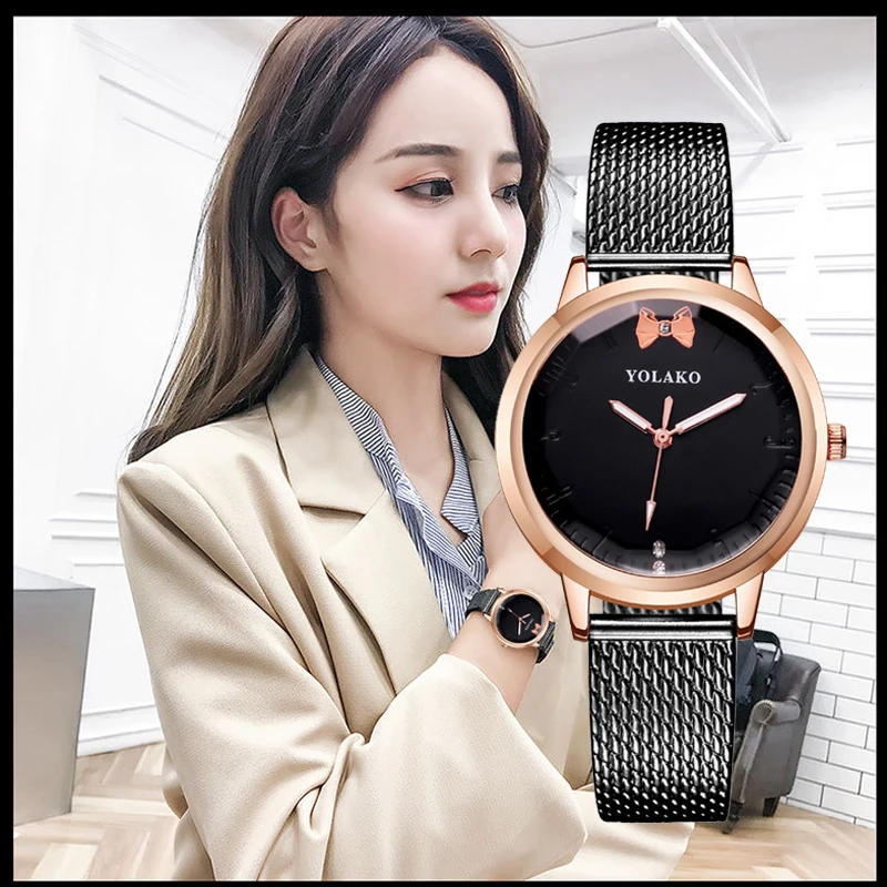 Ретро Аналоговые женские часы очаровательный бантик Роскошные кварцевые на