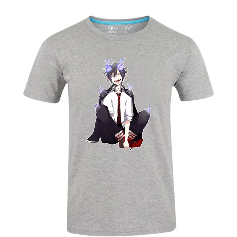 Синяя экроскоцистская хлопковая Футболка Ao no Exorcist футболка с круглым вырезом