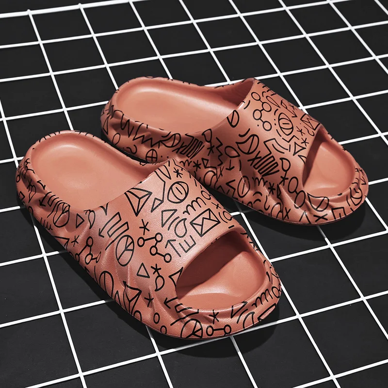 

Women Slippers Lover Beach Slides Non-slip Shower Slipper Soft Unisex Men Sandals Couple Bedroom Bathroom Shoes Plus Size