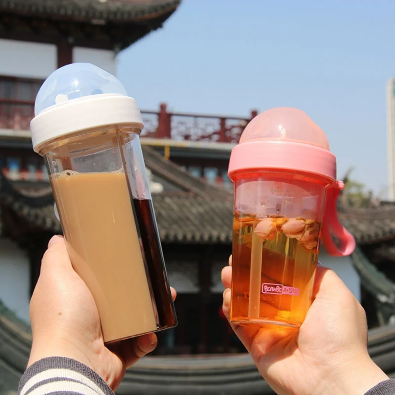 420/600 мл бутылка для воды двойного назначения с соломенной гидро-флягой фляга