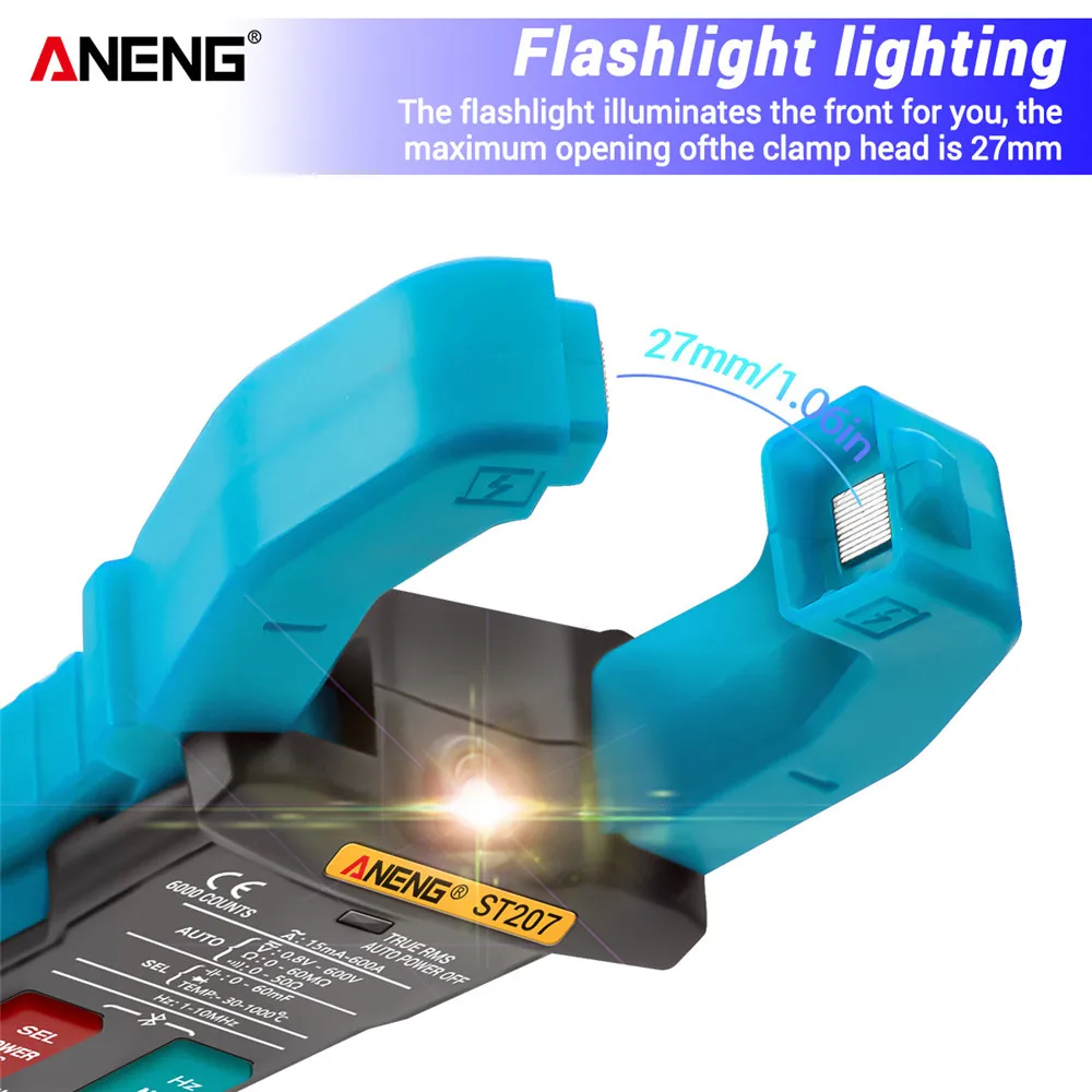 ANENG ST207 цифровой Bluetooth мультиметр клещи 6000 граф истинный RMS DC/AC тестер напряжения