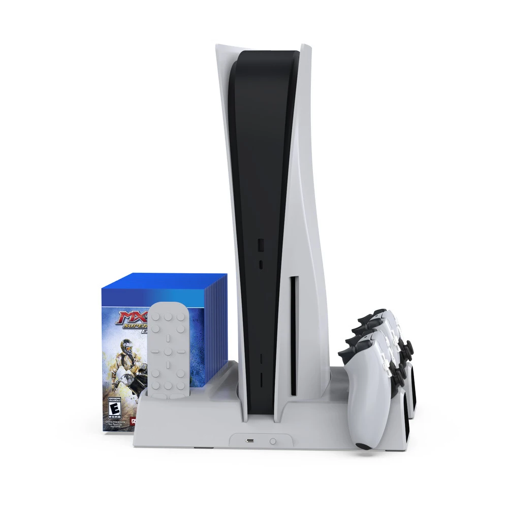 

PS5 Dual Controller Charging Station with Cooling Fan PS5 Game Console Holder 11 Game Storage Vertical Stand for PlayStation 5