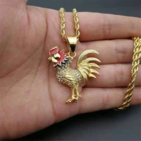 collier necklace gold color stainless steel gallic rooster pendant necklaces for menwomen iced out bling french jewelry gift