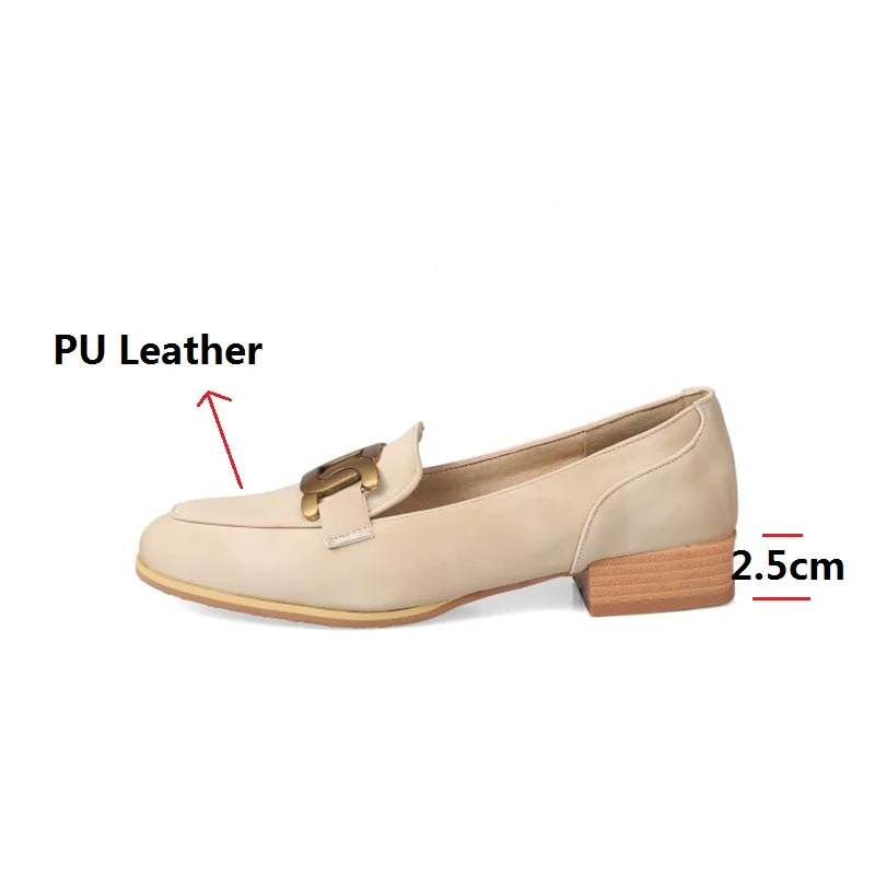 

Ochanmeb stylish big gold metal chain round toe loafers shoes women big plus oversized 47 48 14 PU Leather Flat casual Shoes new