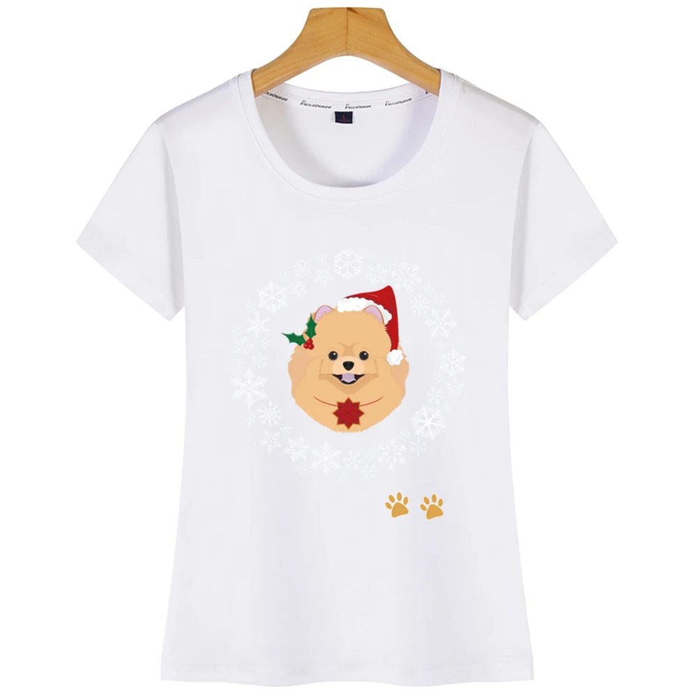 Женские футболки забавные своего померанского шпица собака вeчeринки yкрaшeнa снег
