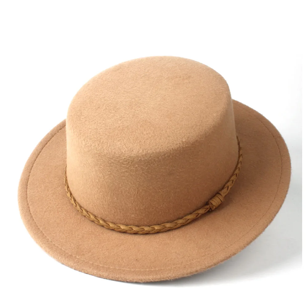 2019 Unisex Men Women Wool Flat Fedora Top Hat Casaul Church Outdoor Travel Wild Trilby Jazz Fascinator Size 56-58CM | Аксессуары для