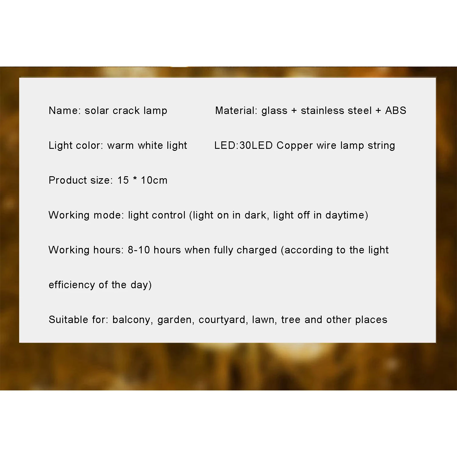 

LED Solar Lamp Crack Ball Glass Jar Light LED Lamp Decor Outdoor Garden Bar Decor LED String Lights Night Light Space Fairy Lamp