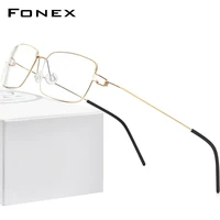 fonex titanium alloy glasses men square myopia eyeglasses frame optical frames prescription korean screwless eyewear 98606