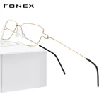 FONEX Мужские квадратные очки для близорукости, оправа из титанового сплава, корейские очки без винтов по рецепту, 98606