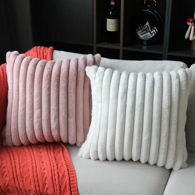 

Nordic Plush Cushion Cover Super-Soft Decor Striped Decorative Cushion Covers Pillow Cases Pillowcase Cushions for Sofa Bed