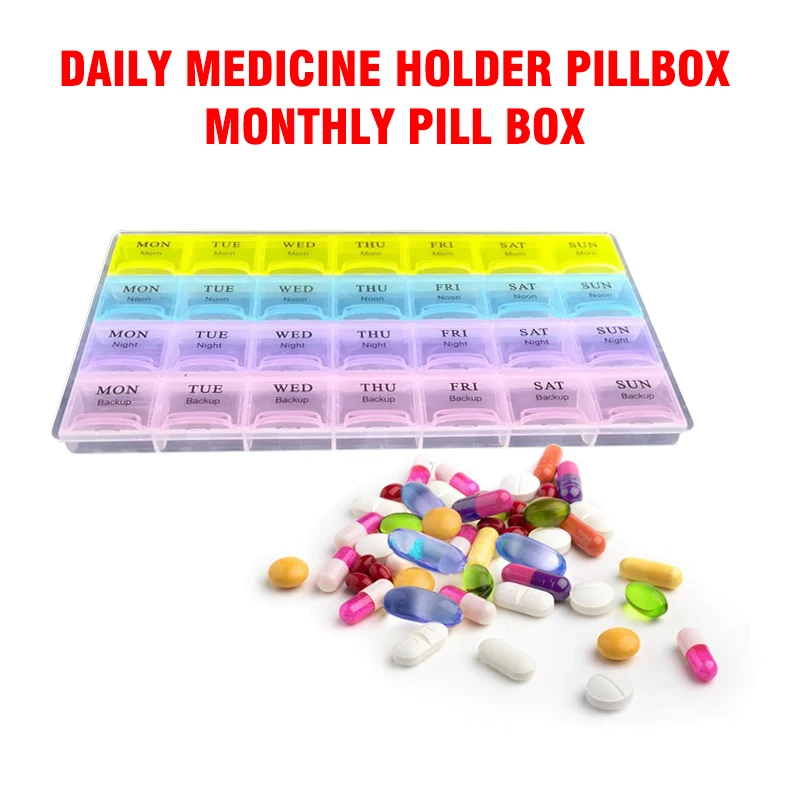 28 квадратов ежедневный держатель для лекарств Pillbox ежемесячный ящик для таблеток Органайзер диспенсер контейнер для хранения лекарств чехол