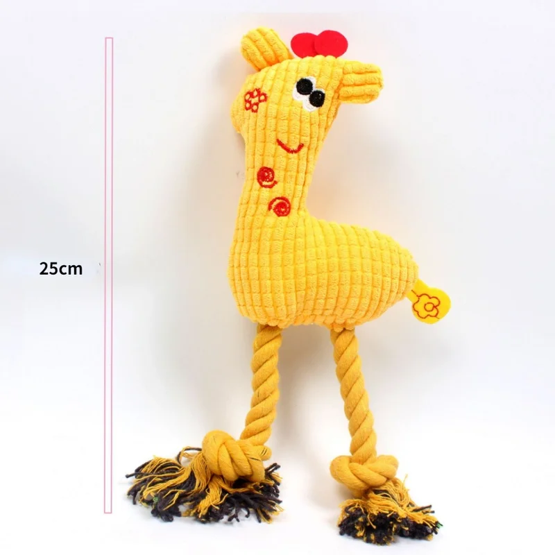 Cute Plush Dog Toy Giraffe Rope Pet Puppy Squeak Interactive Deer Doll Play Bite Training Accessories | Дом и сад