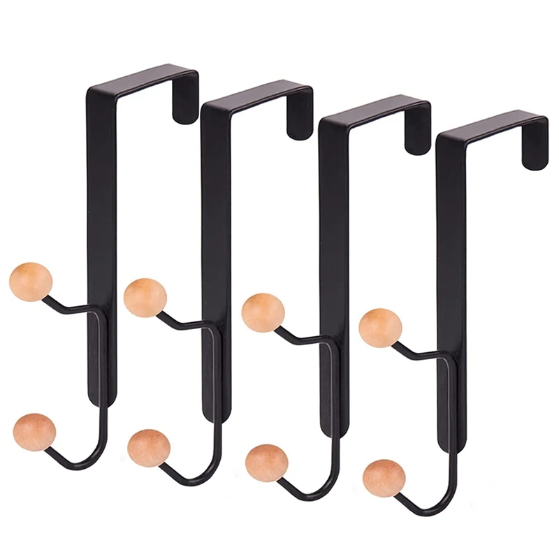 

4 упаковки на дверь, двойные крючки-вешалки, прочные деревянные крючки на дверь, крючки на дверь для кухни