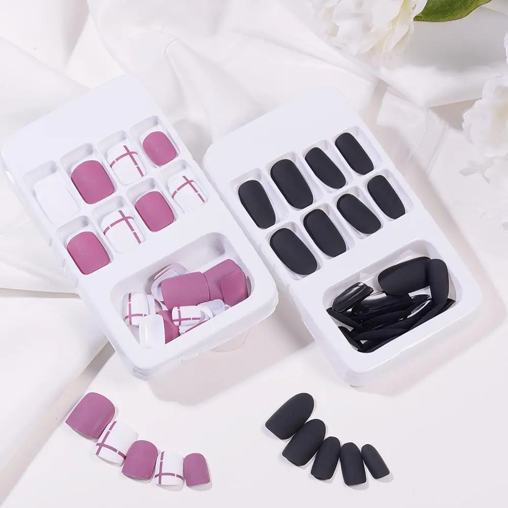 24pcs False Nail Tips Full Cover Press On Nails No Adhesive Artificial |