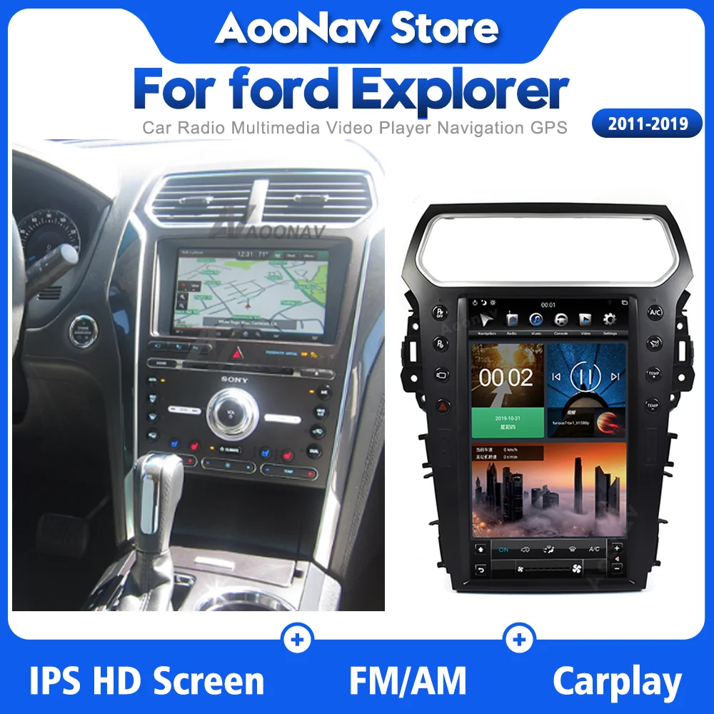 

Автомобильный радиоприемник 13,3 дюймов android 9,0 для ford Explorer 2011-2019 GPS-навигация с вертикальным сенсорным экраном Тесла Стерео Авторадио