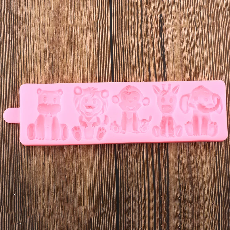 Силиконовые формы в виде джунглей животных Лев слон помадка форма детские