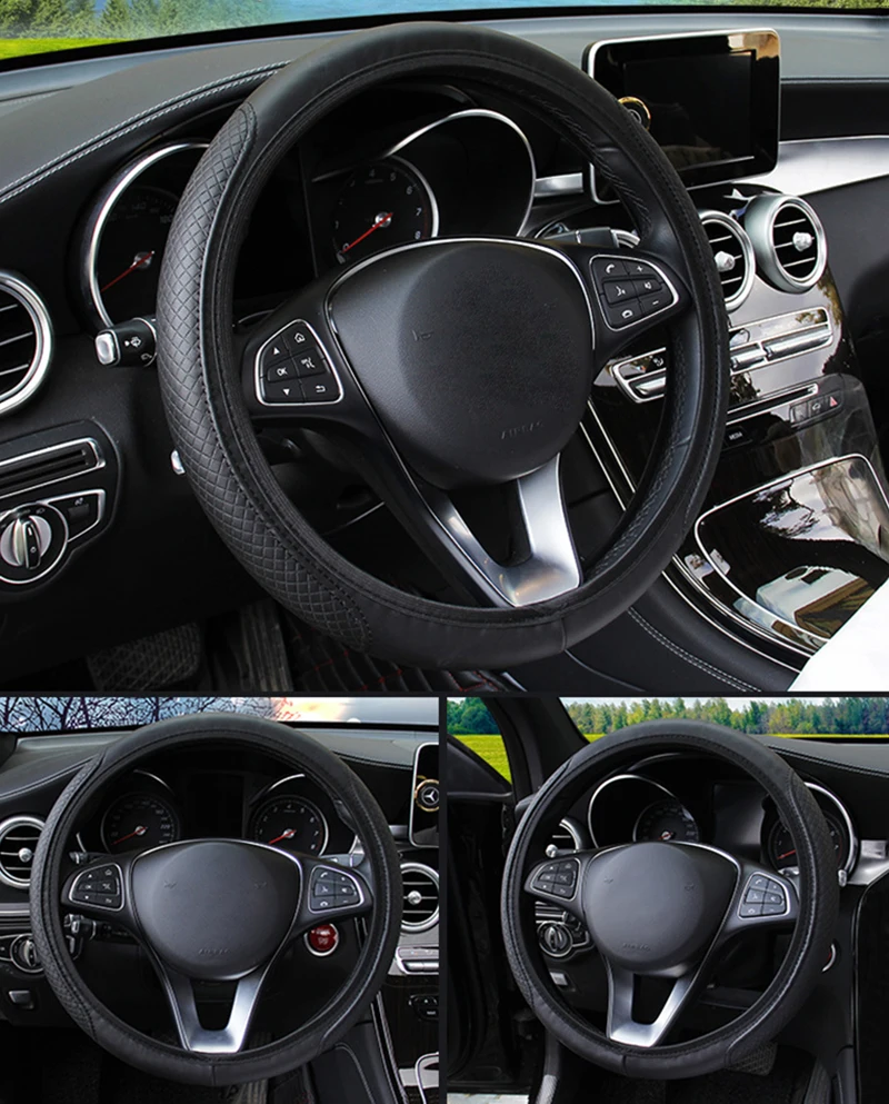 Оплетка для руля 38 см волоконная кожа Чехол рулевого колеса автомобиля BMW E90 Peugeot
