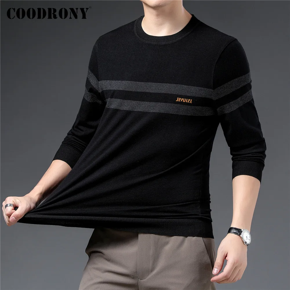 coodrony brand sweater pullover men clothing fashion casual striped o neck pull homme autumn winter knitwear shirt jersey c1389 free global shipping