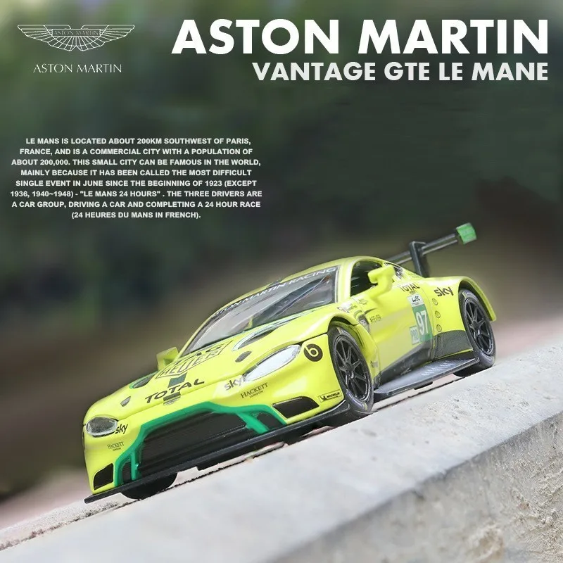 1:32 Aston Martin литье под давлением металлическая модель Vantage GTE Le Mans звуковой светильник гоночный автомобиль вытяните назад Коллекция игрушек для детей HotWheelin