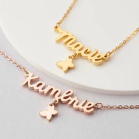 personalized name necklace for women kids jewelry stainless steel star butterfly moon crown heart custom necklace
