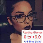 Сексуальные черные очки для чтения кошачий глаз, женские компьютерные очки с защитой от усталости, прозрачные линзы в стиле ретро, очки с сисветильник, увеличительные очки + 1,5