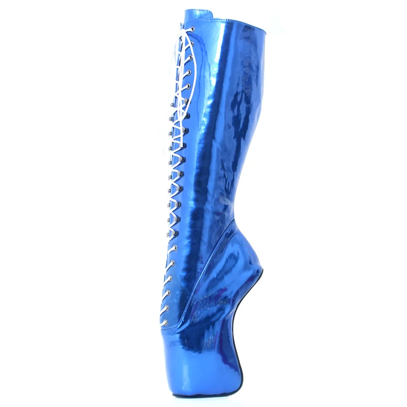 Beli JIALUOWEI 18CM High Heel Ballet Wedge Kuku Fetish Renda Setinggi Lutut Unisex Balet Pinup Sepatu