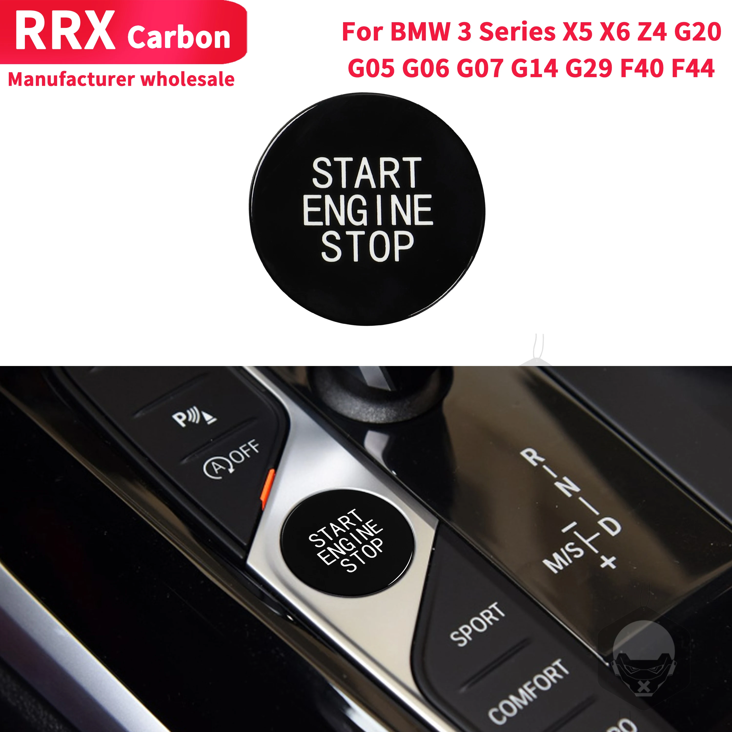 

Black Car Start Stop Button Engine Power Ignition Switch For BMW 3 Series X5 X6 Z4 G20 G05 G06 G07 G14 G29 F40 F44 Replacement