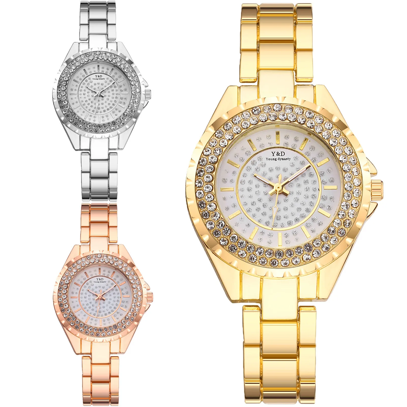 

Zegarek Damski Luxury Watches Stainless Steel Quartz Watch For Women Fashion Diamond Crystal Wrist Watch Clock F3