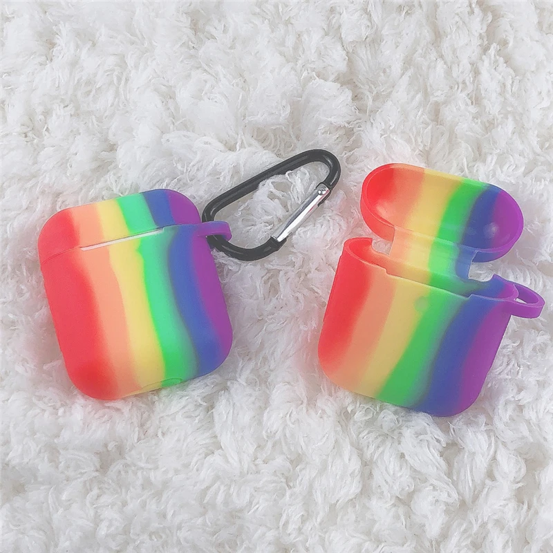 Силиконовый чехол Радужный защитный для AirPods TPU Bluetooth наушники Мягкий силиконовый