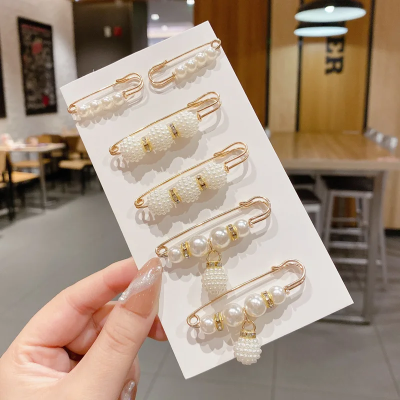 6 шт. булавки на талию свитер зажим для шали двойные с искусственным жемчугом