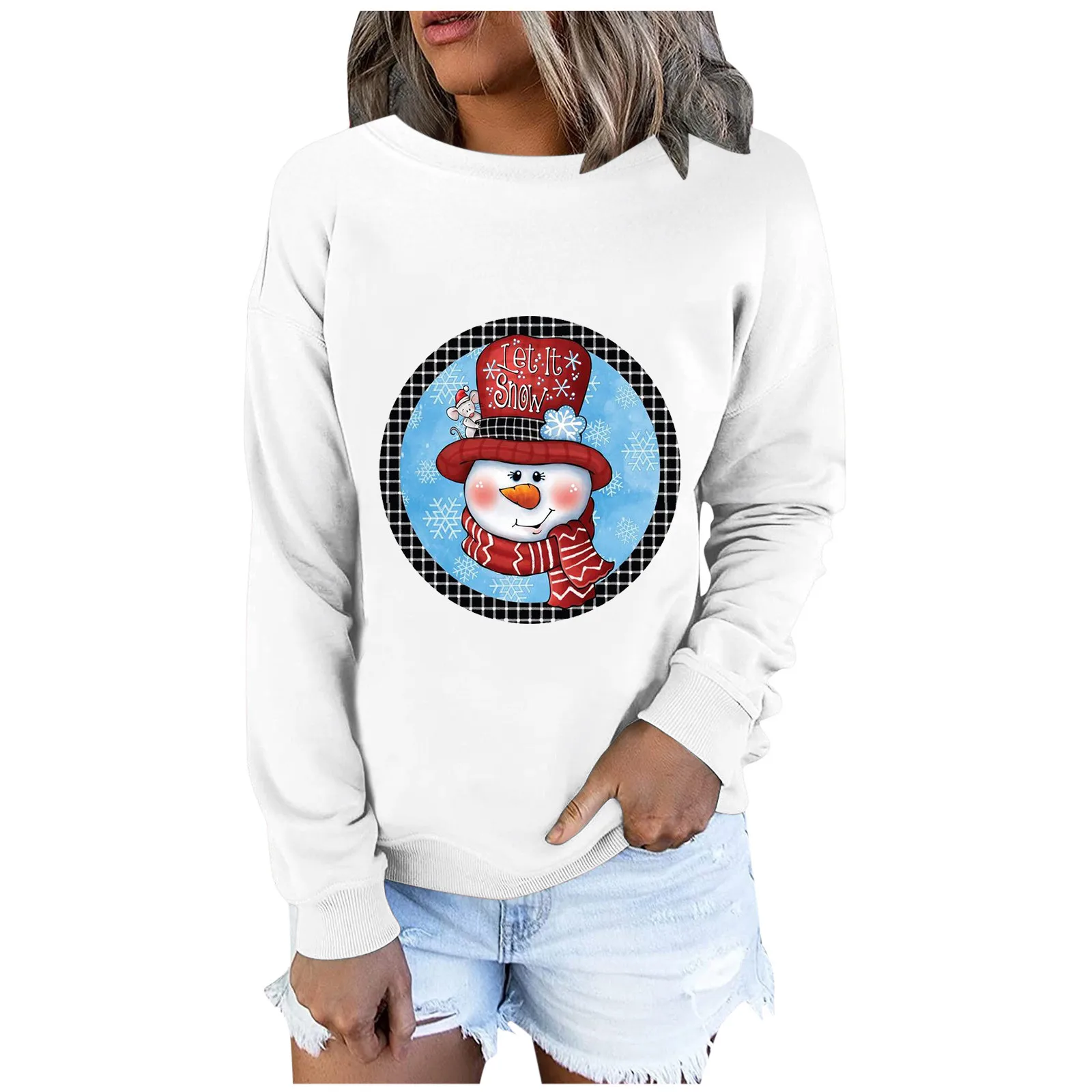 

Женский свитшот с длинным рукавом и принтом на Рождество, Осень-зима, Модная Удобная Повседневная Блузка, пуловер, толстовки с капюшоном