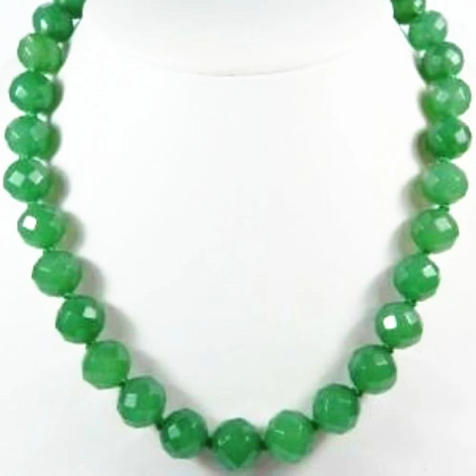 

Очаровательные натуральные 10 мм граненые круглые зеленые бусины, ювелирные изделия, цепочка, ожерелье для женщин, свадебный подарок, 18 дюйм...