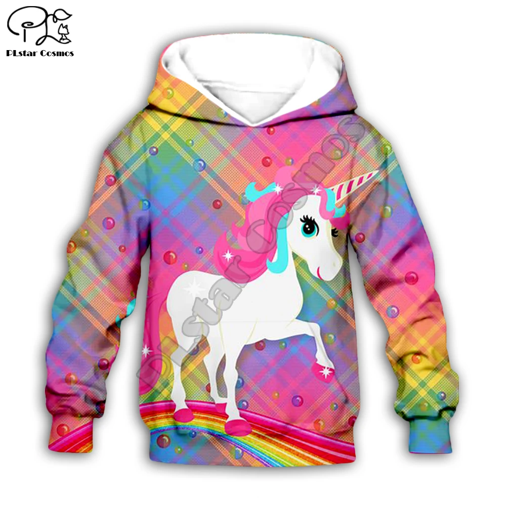

Kid 3D print cartoon colorful unicorn hoodies children baby girl's clothing autumn rainbow Sweatshirt zipper jacket shirt Pant