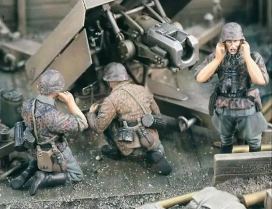 1/35 масштаб неокрашенные Смолы Рисунок пистолет Crew 3 фигурки|Наборы для сборки