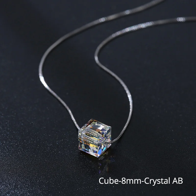 Cube AB-8mm Украшенные кристаллами подвеска Сваровски ожерелья красочные бусины для женщин Свадебные офисные ювелирные изделия простая Мода - Окраска металла: Cube AB-8mm