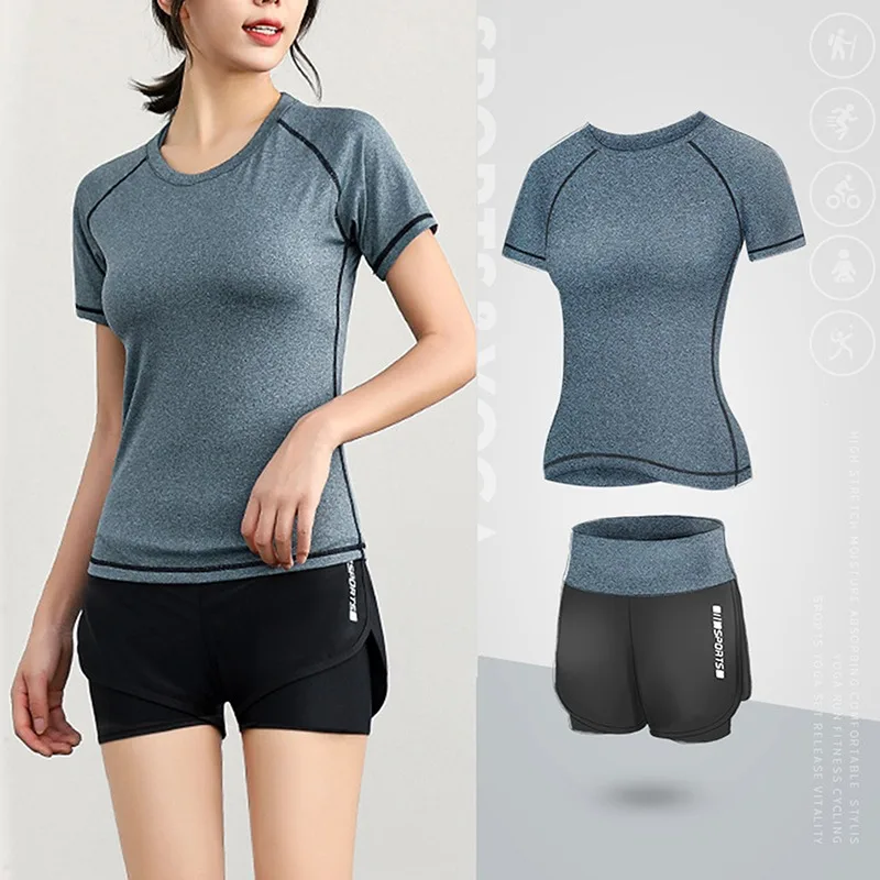 

Elastic Yoga Sports T Shirt Fitness Running Women's Sports Casual Stretch Two-piece Set Sport Clothing Yoga Suit Quick-drying