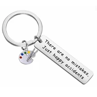 there are no mistakes just happy accidents inspirational key chain painter artist gift paint palette keychain bob ross gift