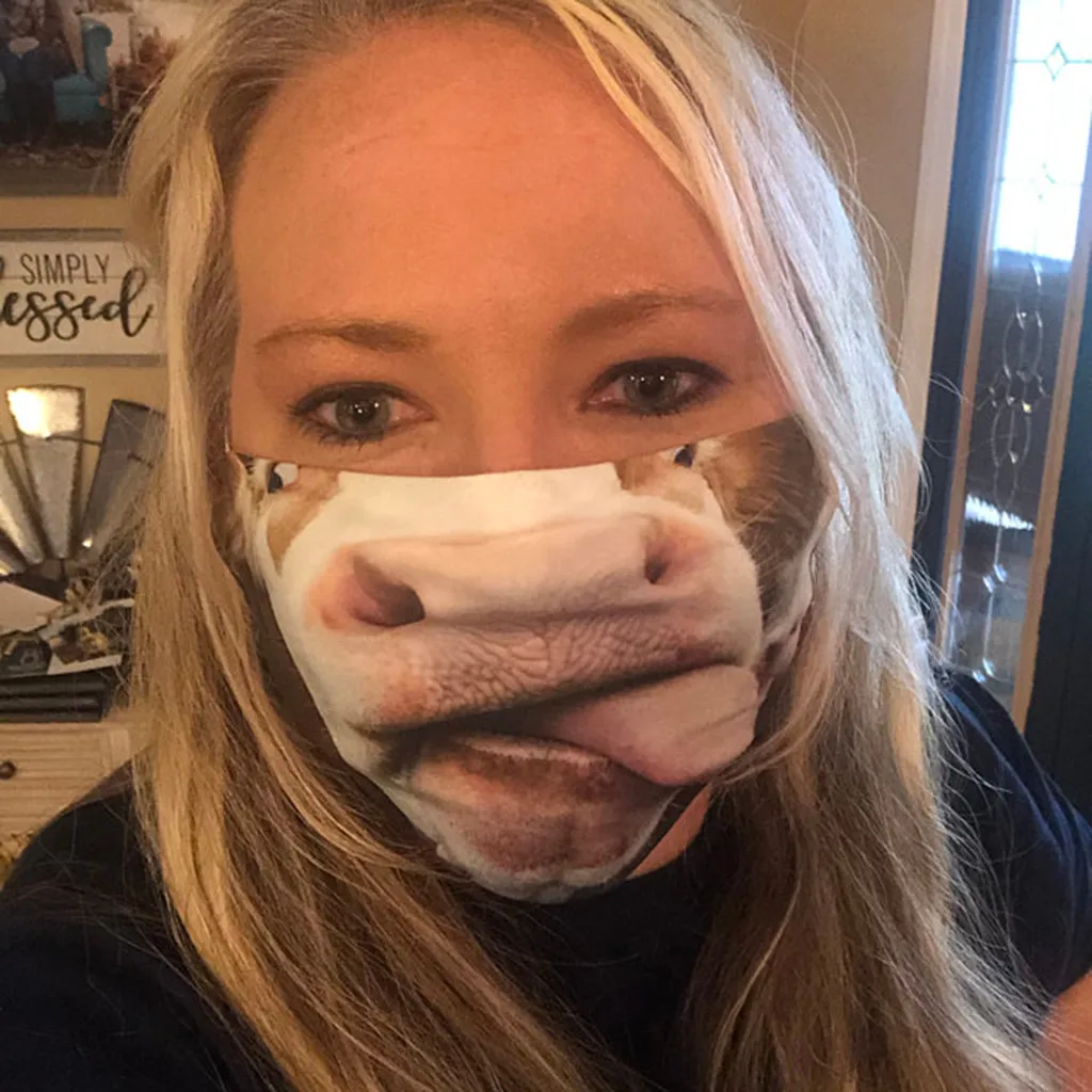 Усы борода 3D Животные забавное выражение маска для лица моющаяся многоразовая