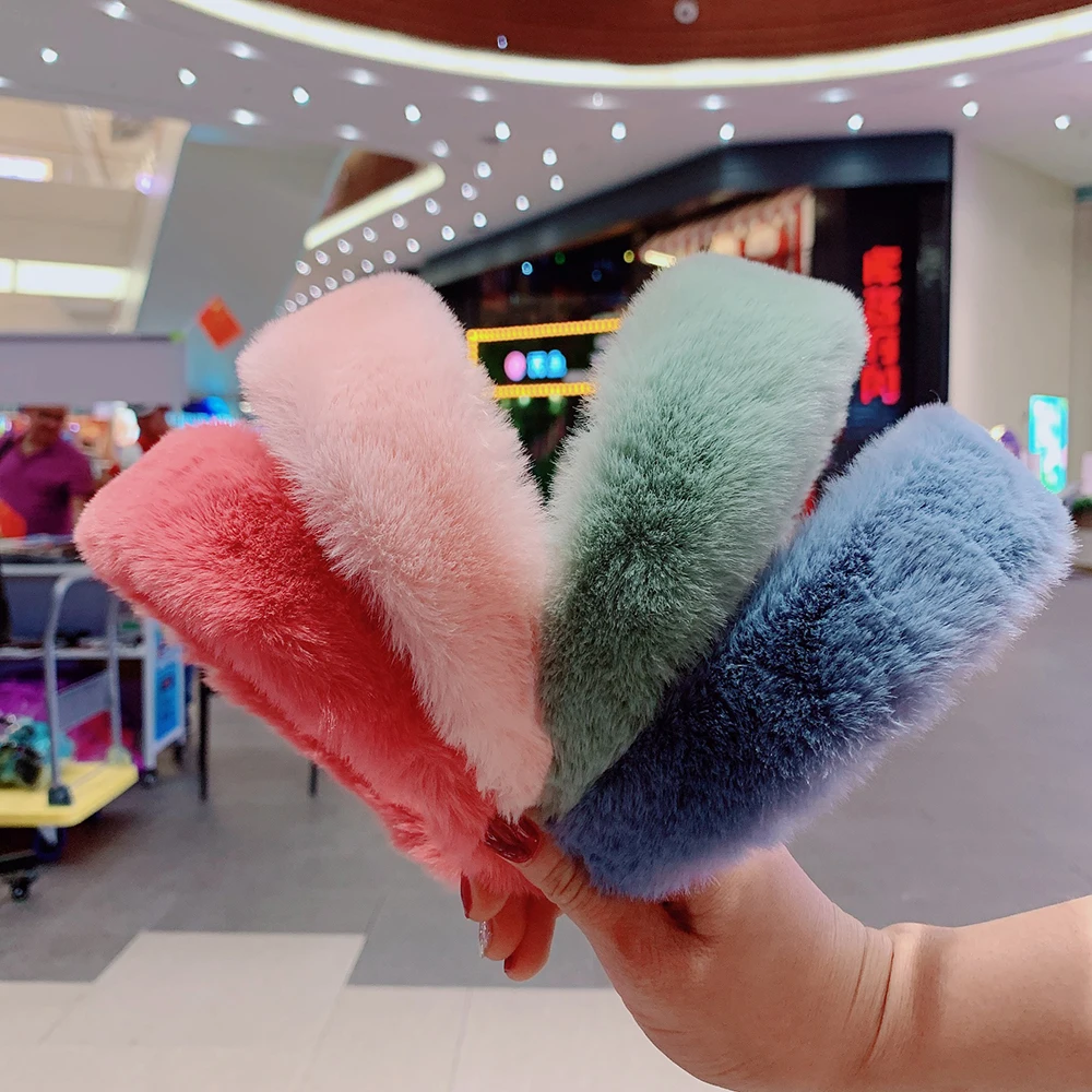 

1 Pc Retro Winter Faux Fur Headband For Women Hair Accessories Sweet Candy Color Warm Fur Head Wrap Female Headbands