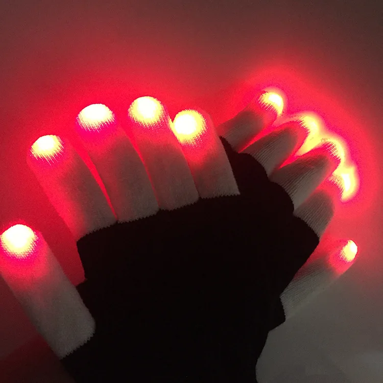 New 2pcs/1pair Light Glowing Gloves Colorful Luminous Flashing Skeleton Halloween Costume Holiday Events Party Supplies | Тематическая