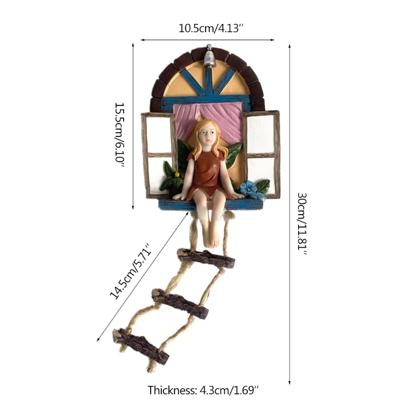 

Window Fairy Statue Tree Ornament Pendant Outdoor Garden Cute Cartoon Sculpture Creative Hanging Art Crafts Home Craft
