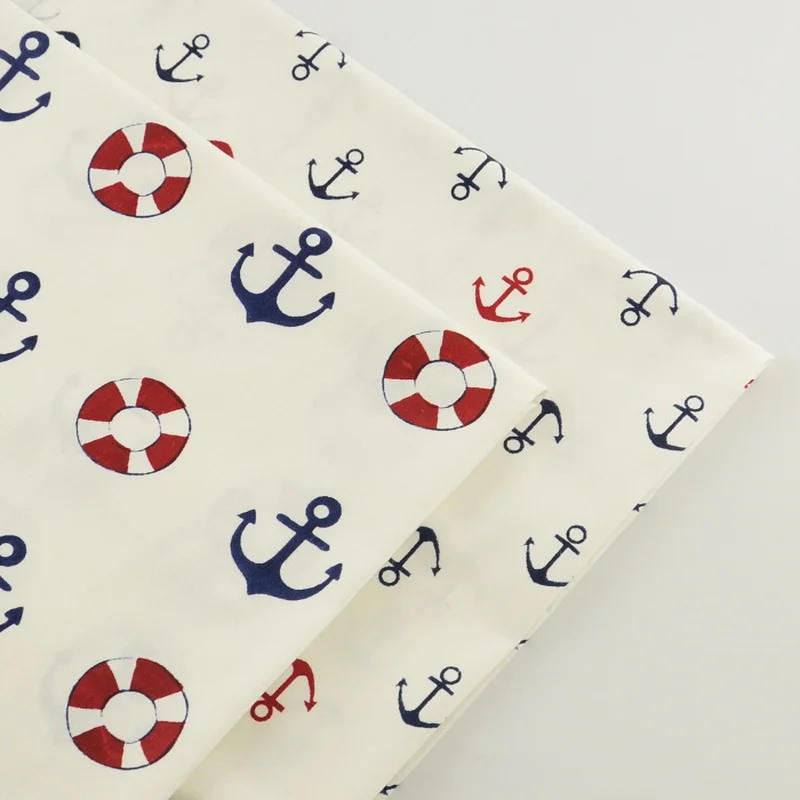 Хлопчатобумажная стеганая ткань 2 шт./лот с принтом якоря Белого моря 40x50 см Telas De